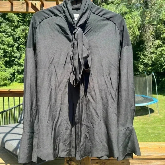 Chloe tie neck silk button down blouse size 40/large - Picture 3 of 11